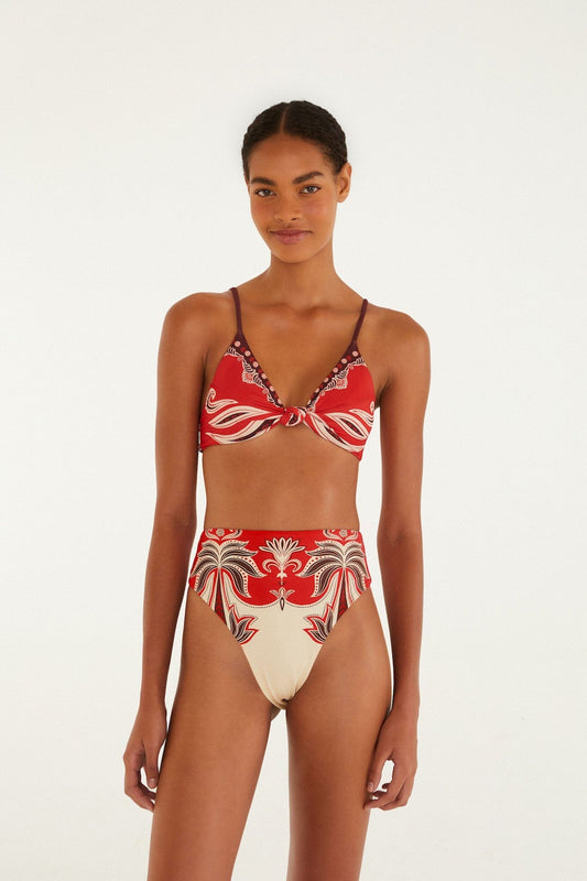 Red Ainika Garden Bandeau Bikini Top