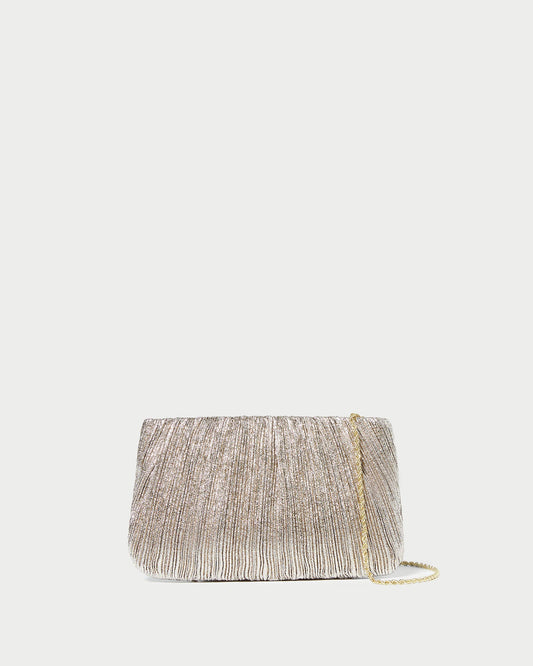 Brit Champagne Flat Pleated Clutch