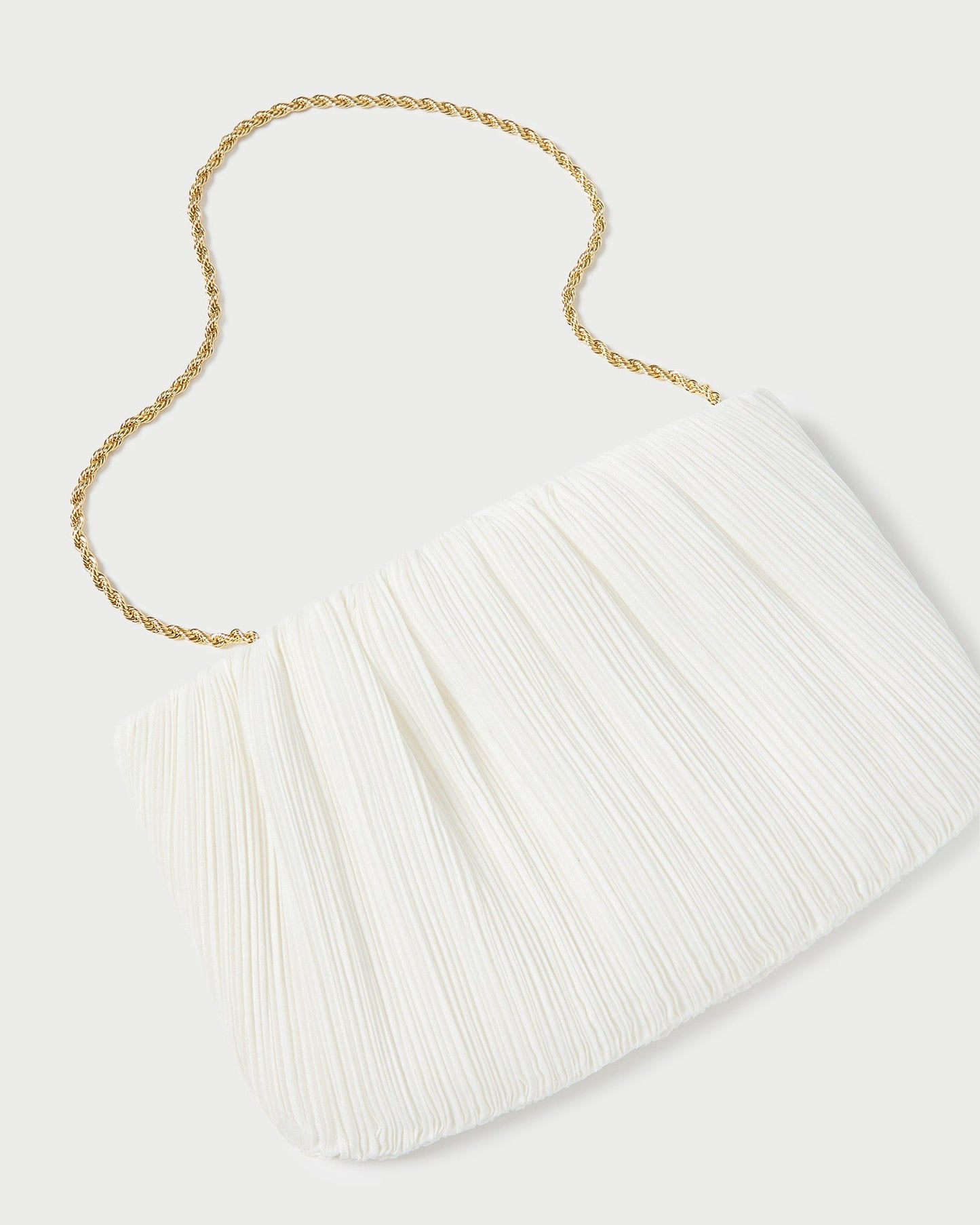Brit White Flat Pleated Clutch