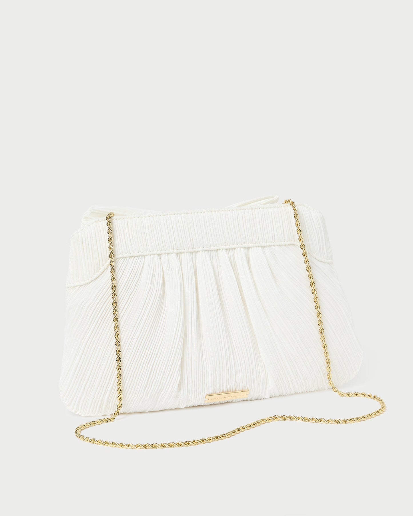 Rayne White Pleated Bow Clutch