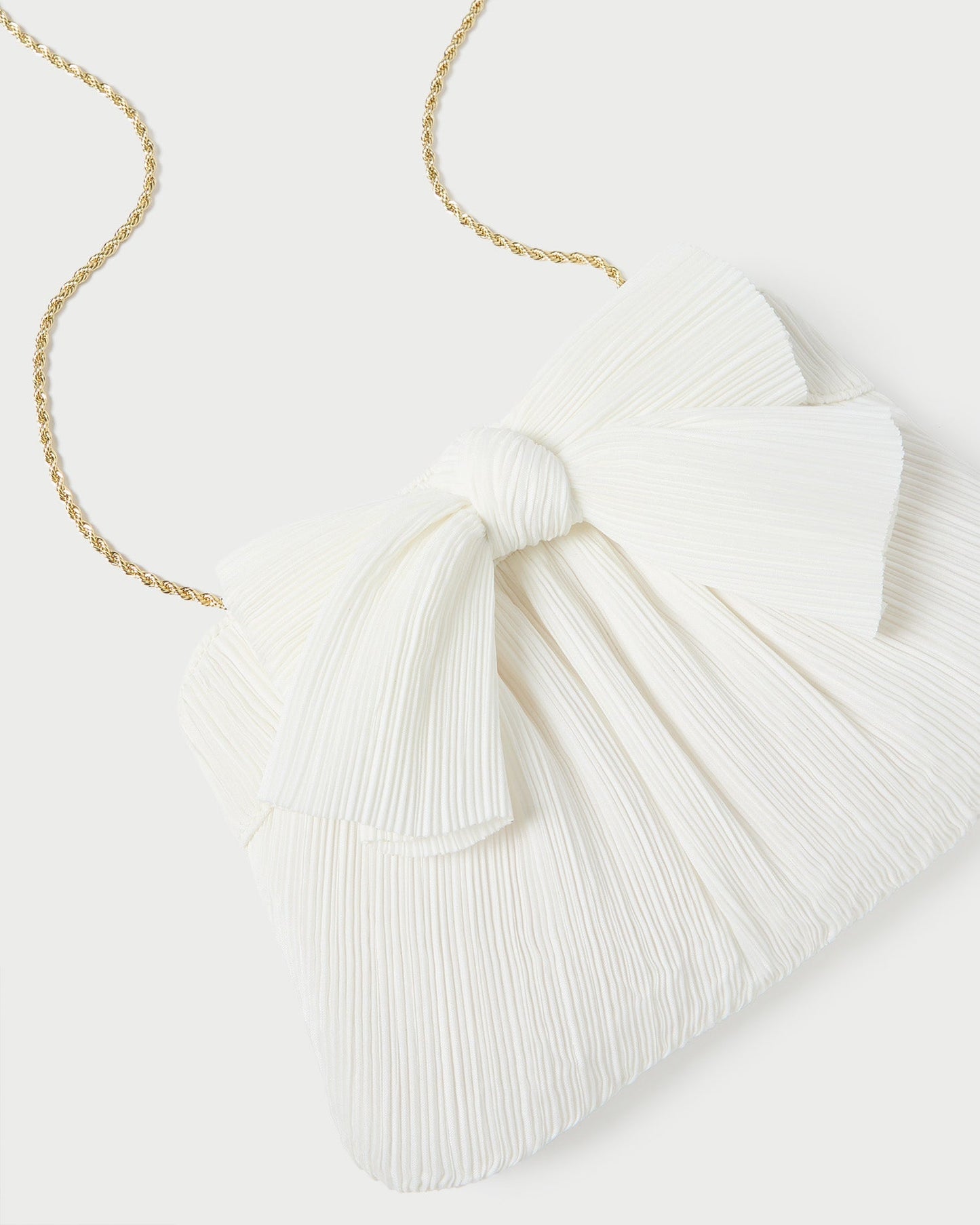 Rayne White Pleated Bow Clutch